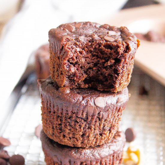 Skinny Chocolate Banana Muffins