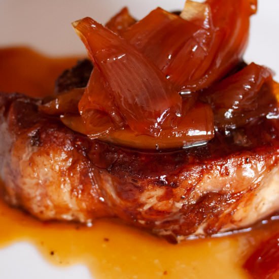 Caramelized Shallots with NY Steak