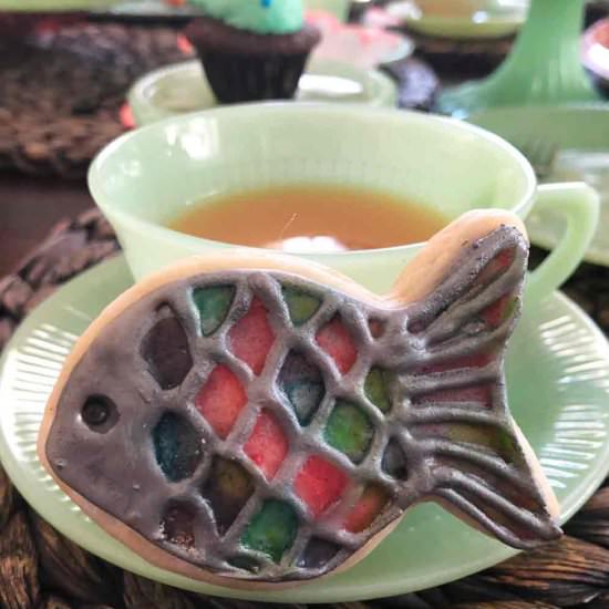 Vegan Lemon Rainbow Fish Cookies