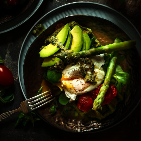 Savory sweet potato&spinach waffles