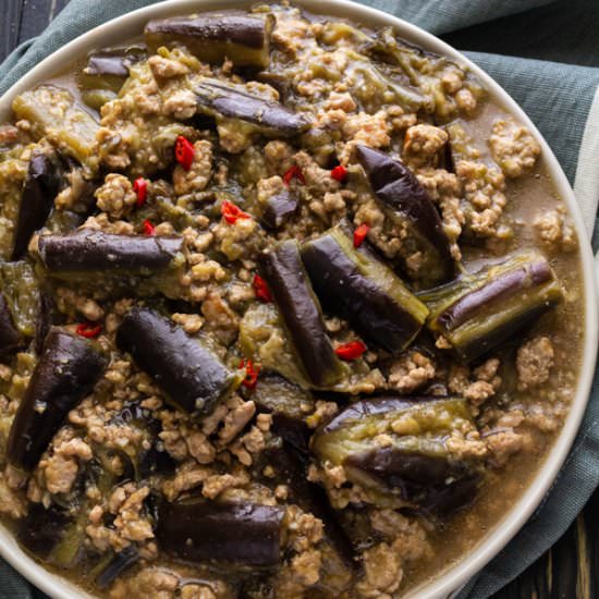 Eggplant and Pork Mince Stir Fry