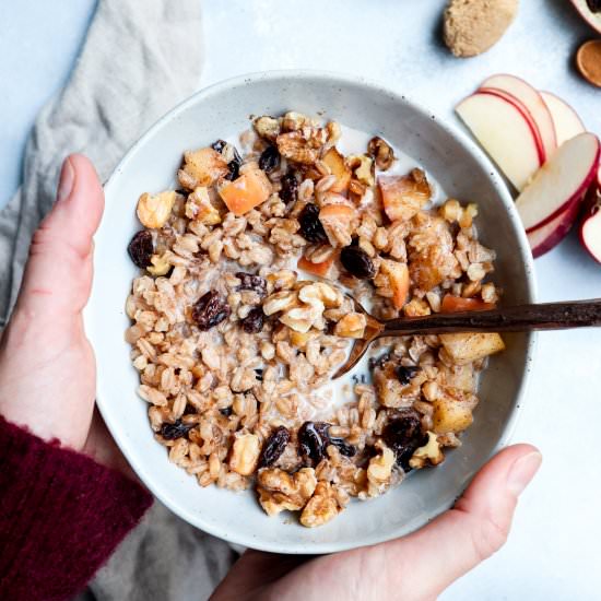 apple raisin walnut breakfast farro