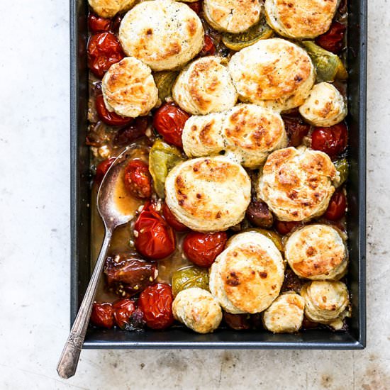 Tomato Cobbler with Biscuits