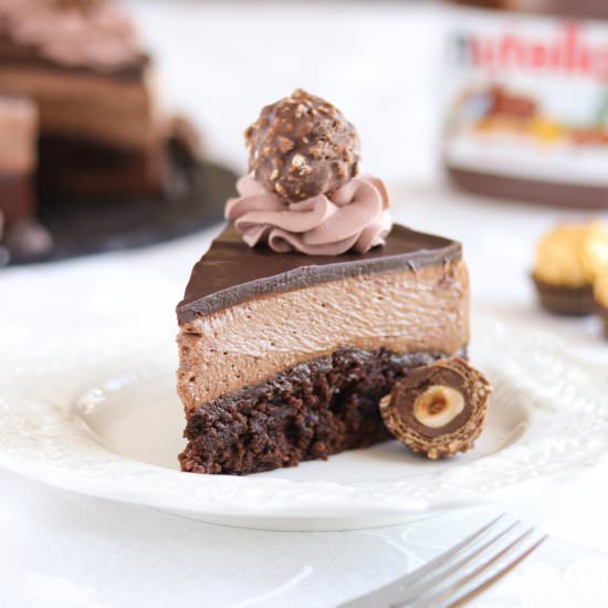 Brownie Bottom Nutella Cheesecake