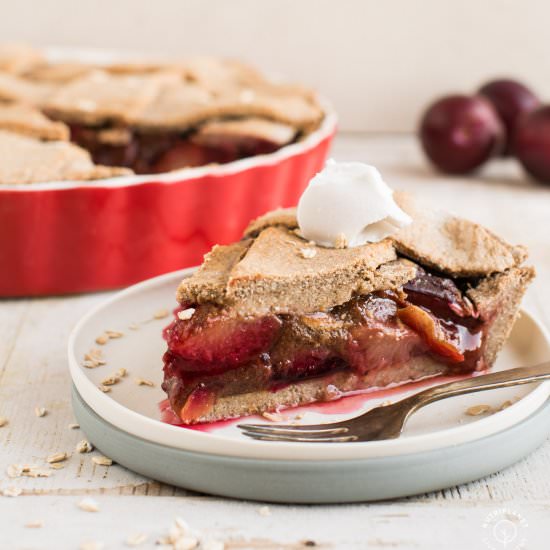 Vegan Plum Pie [GF, Oil-Free]