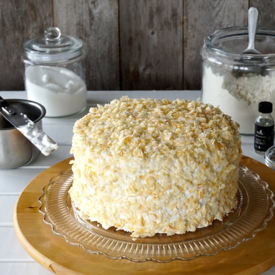 MILE-HIGH COCONUT CAKE