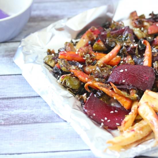 Maple Sesame Roasted Veggies