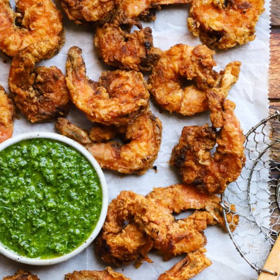 Crunchy Shrimp with Zhoug Sauce