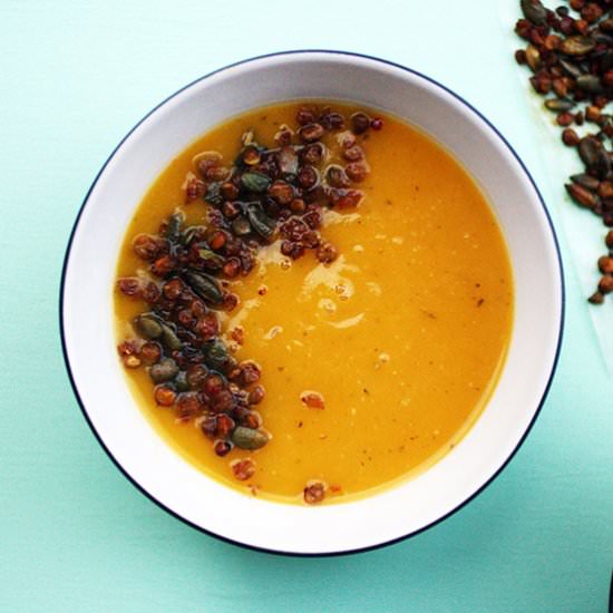 Butternut Soup with Lentil Granola