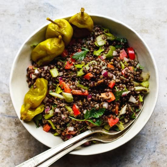 Lentils with Pepperoncini Dressing