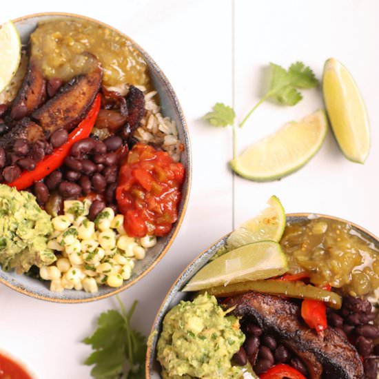 Vegan Fajita Bowls with Portobello