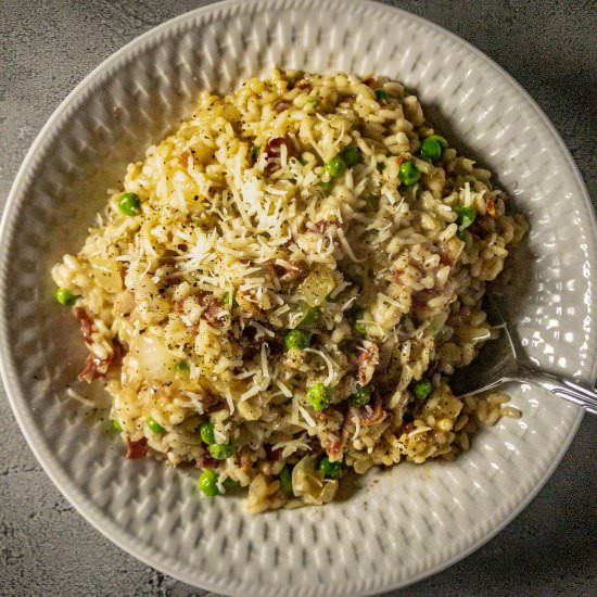 Pancetta Risotto with Peas