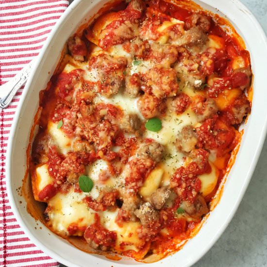 Cheese Ravioli Sausage Bake