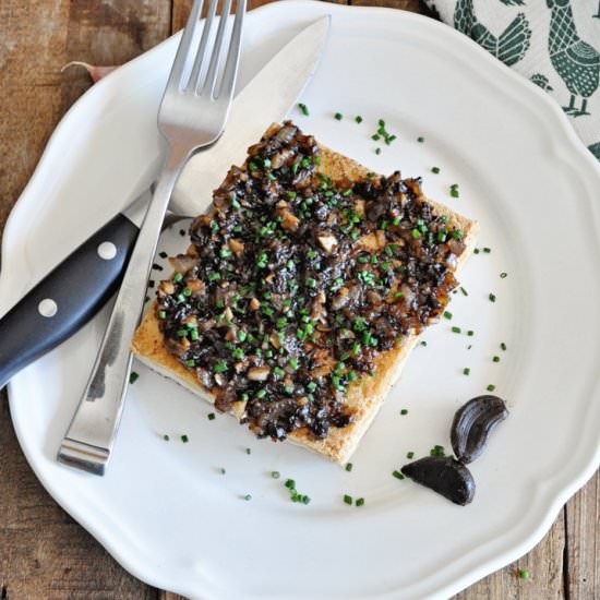 Pan Seared Tofu with Black Garlic