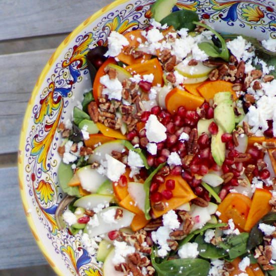 Persimmon Pear & Pomegranate Salad