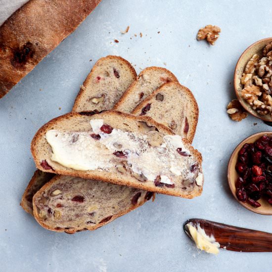whole grain cranberry walnut bread