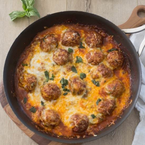 CHEESY MEATBALL ZUCCHINI SKILLET