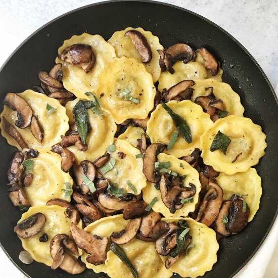 Mushroom Ravioli with Sage Butter