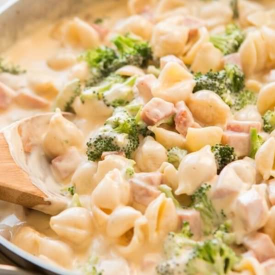 HAM AND BROCCOLI MACARONI & CHEESE