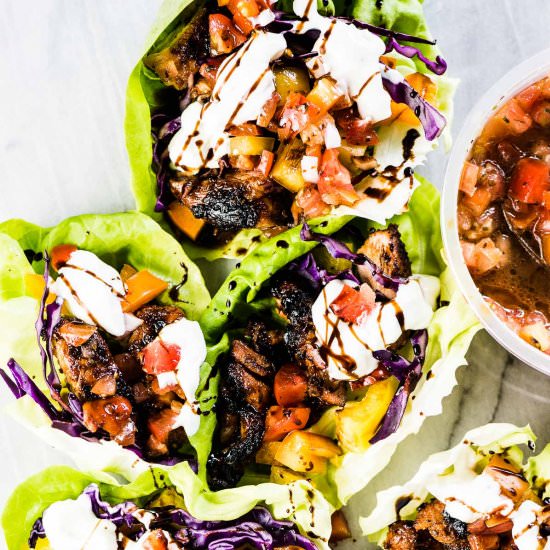 Bruschetta Chicken Lettuce Wraps