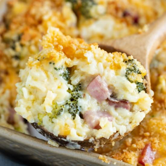 Ham Casserole with Broccoli + Rice
