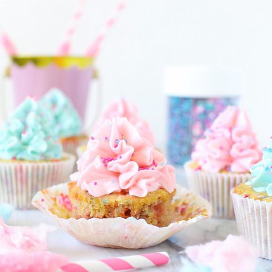 Gluten Free Cotton Candy Cupcakes