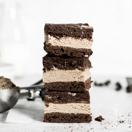 Mocha Brownie Ice Cream Sandwiches