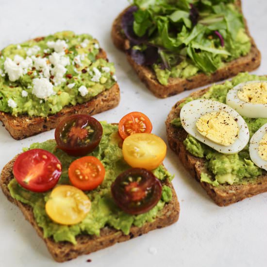 Garlic Avocado Toast 4 Ways