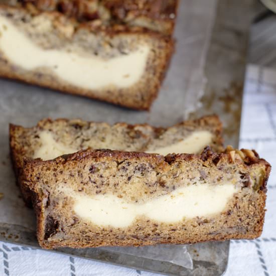 Cream Cheese Stuffed Banana Bread