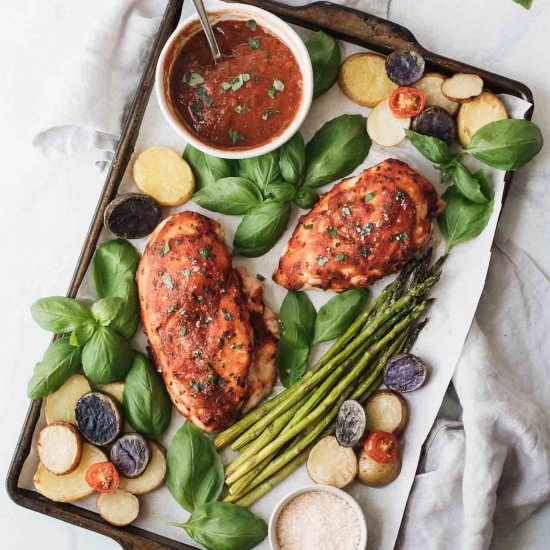 Basil Chicken Sheet Pan Dinner