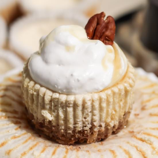 Skinny Mini Maple Pecan Cheesecakes