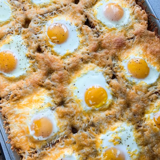 Sheet Pan Cheesy Baked Egg Toast