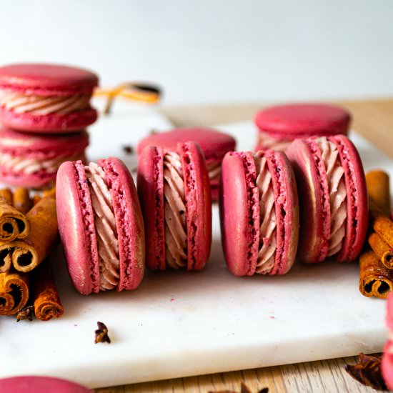 Spiced Roasted Plum Macarons