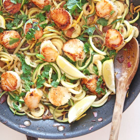 Scallop Scampi With Zoodles