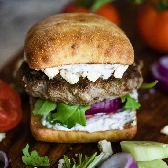 Greek Lamb Burgers w/ Tzatziki