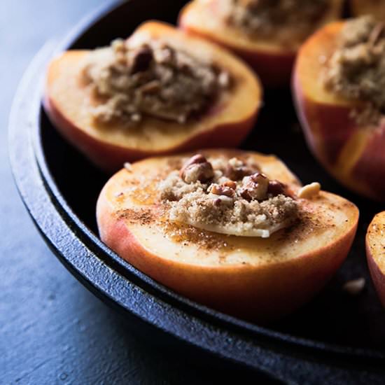 Baked Peaches with Ice Cream
