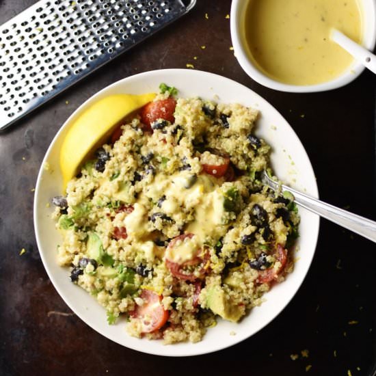 Quinoa Black Bean Garlic Salad