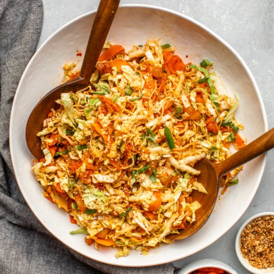 Cooked Ramen Noodle Salad w/ Kimchi