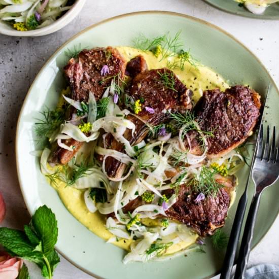 Lamb Chops with Fennel Slaw