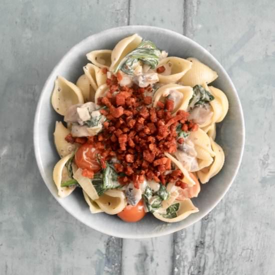 Mushroom Spinach Pasta with Chorizo