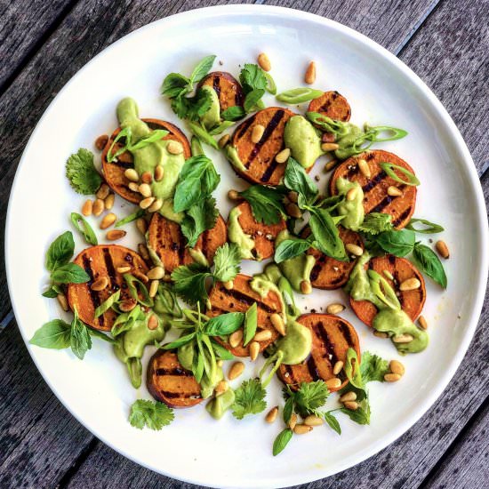 grilled sweet potato & herb salad