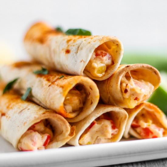 Baked Red Pepper and Corn Taquitos