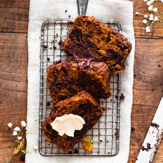 Healthy Marbled Pumpkin Bread