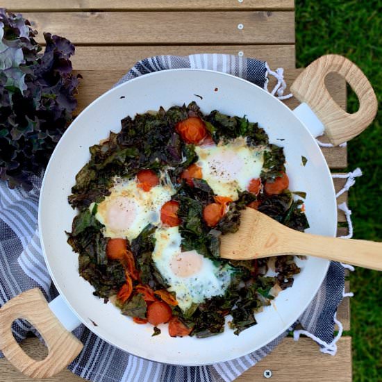 Kale, Egg, and Tomato skillet