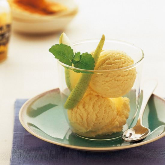 Mustard Ice Cream with Pears