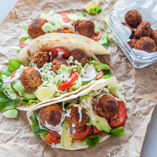 Crispy Falafel Hummus Wrap