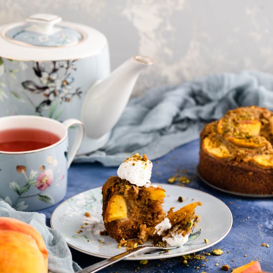 Vegan Peach & Pistachio Cake