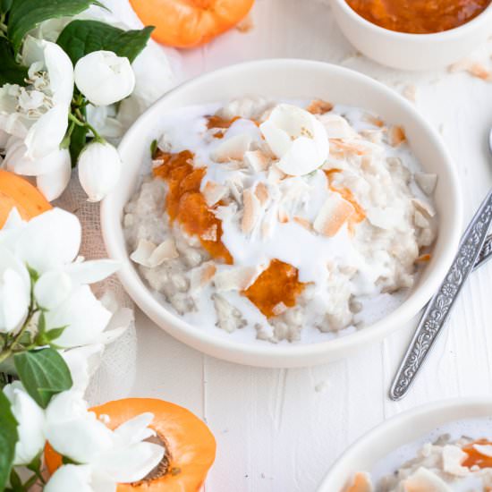 Rice Pudding, Apricot Jam & Coconut