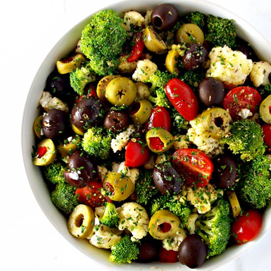 Broccoli Cauliflower Greek Salad