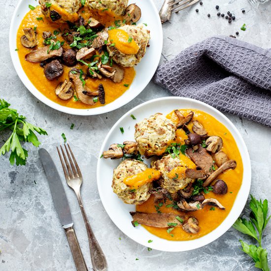 Bread Dumplings w/ Veggie Sauce
